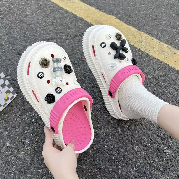 2024 baotou sandals women's hot style clogs outwear non-slip home soft beach new couple sandals