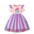 Girls' dress for toddlers and young children, printed short-sleeve mesh dress