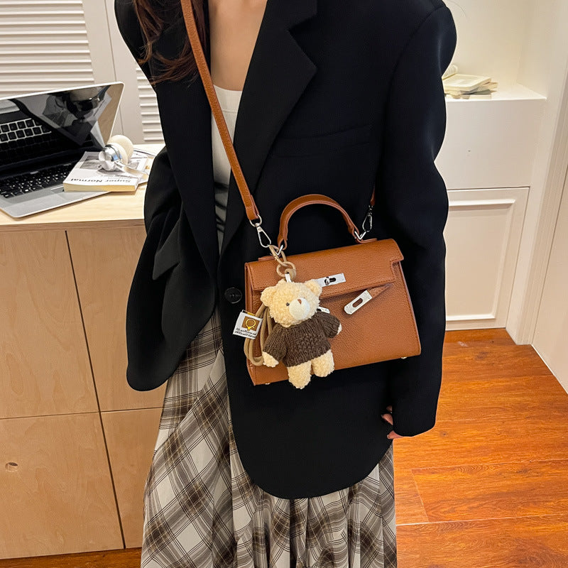 fashion small bag women's autumn and winter new travel satchel bag kelly small bag pure coloreasiest for match shoulder crossbody bag