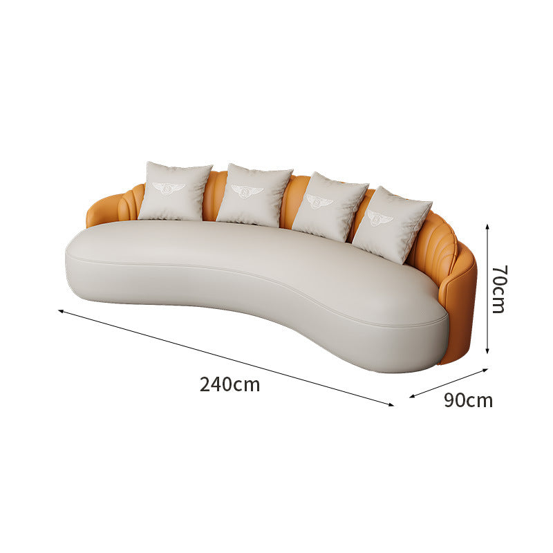 Cream style normcore slate leather corner table modern living room round small apartment size round coffee table sofa combination
