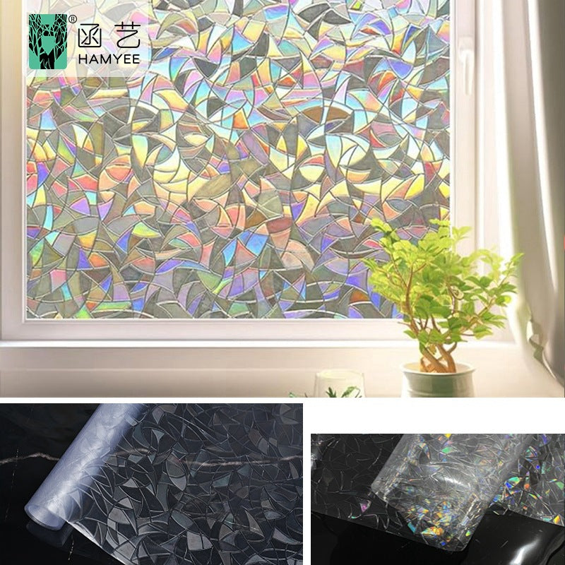 Cross-border  retro begonia flower electrostatic glass sticker PVC glue-free window sticker thickened window grille glass film