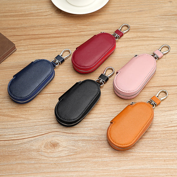 Car key bag popular Korean version pu leather semi-round car key bag hanging waist car key key bag keychain