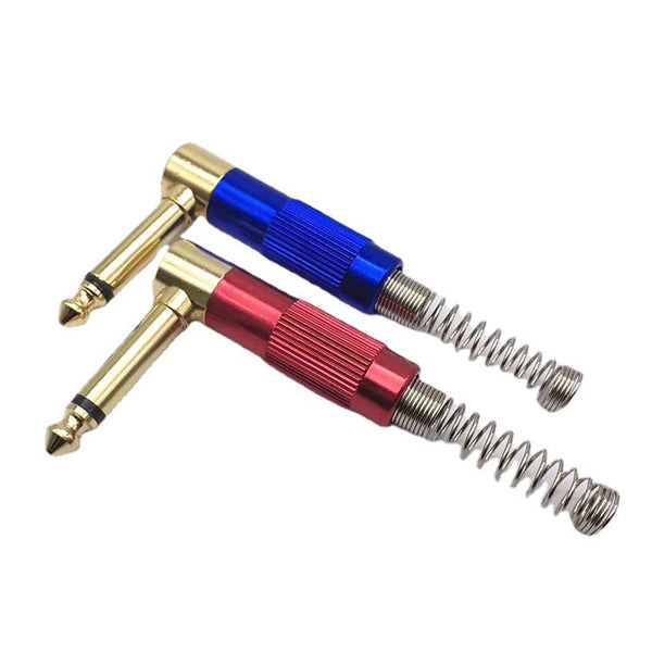 Red and blue metal 6.35 gold-plated mono microphone microphone plug 6.5 mono sophomore core audio elbow L type