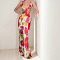 women's summer maxi dress - cross-border european & american style - sexy spaghetti strap printed backless dress