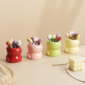 Cute dinosaur cartoon high-value ceramic cute fruit fork box stainless steel fruit fork suit afternoon tea spoon combination
