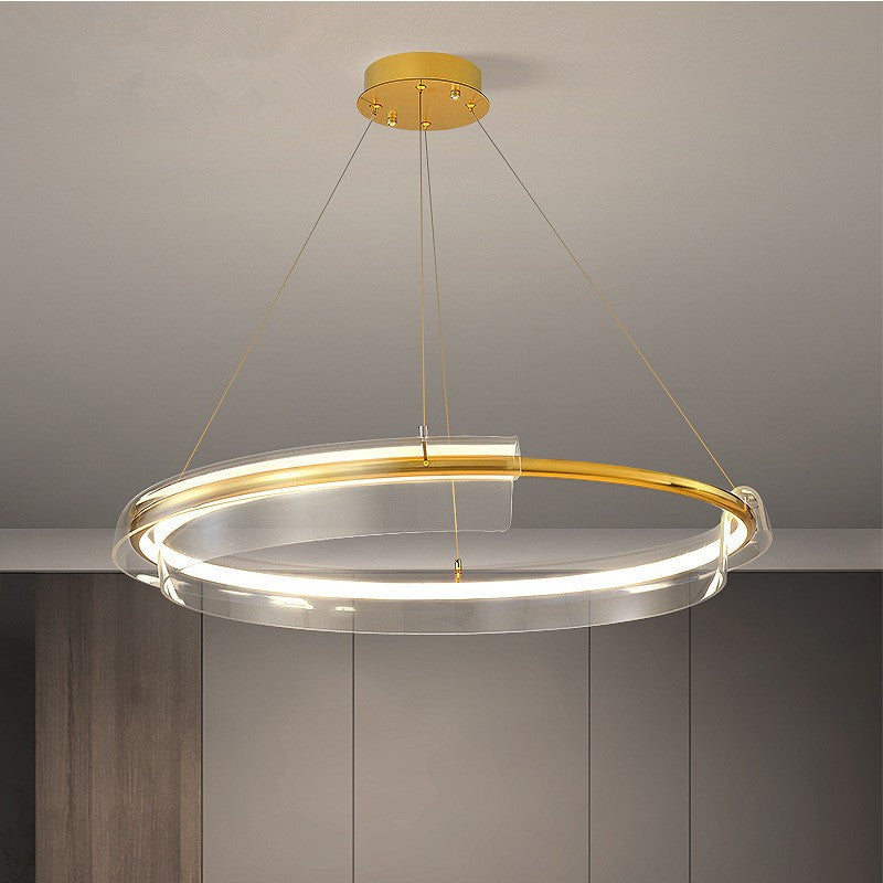 Modern light luxury living room LED ring chandelier designer Nordic simple Internet celebrity restaurant bedroom model room lighting