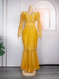 new european and american style sexy rhinestone embellished bodycon dress african women's plus size  floor-length maxi dress