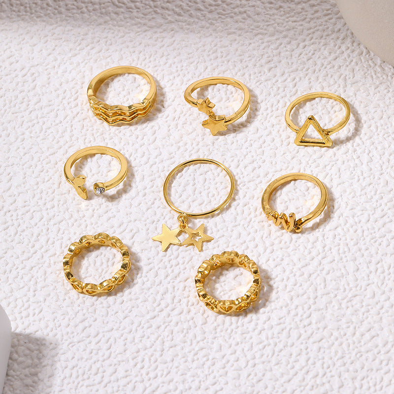 Wholesale heart rings: european & american cross-border jewelry, personalized alloy rings with diamond accents, fishtail & star stackable rings, high-end women's finger rings
