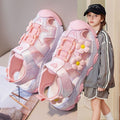 Girls' sandals: new spring/summer  collection - breathable mesh, closed-toe casual sandals for girls, trendy floral design for toddlers and big kids