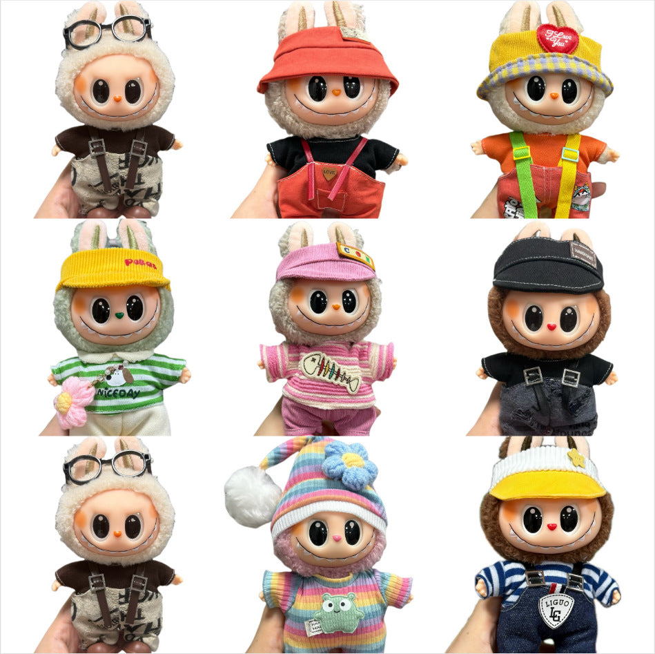 Clothes only, labubu baby clothes, 17cm, first, second and third generation neutralstuffed vinyl doll, dress-up sportswear