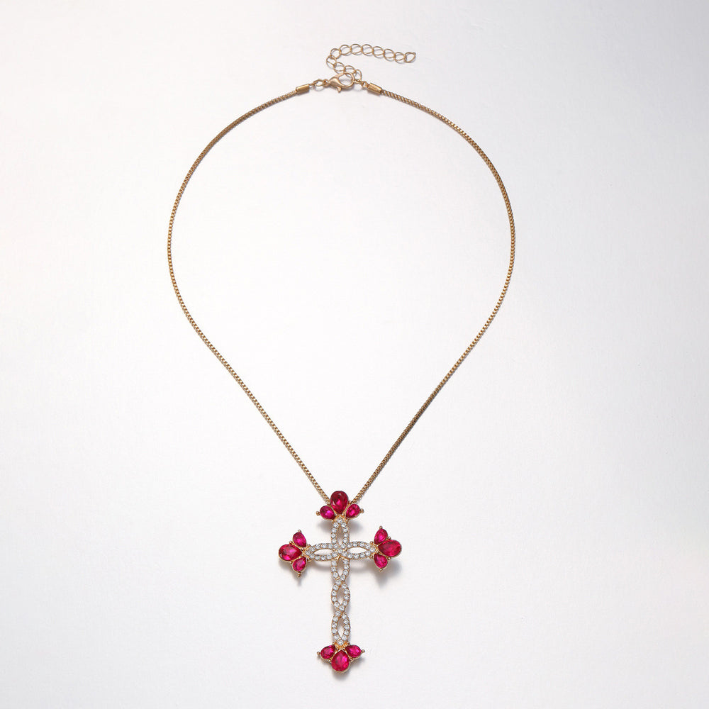 European and american cross-border jewelry: minimalist ins cross pendant necklace, unique and niche design, diamond-studded clavicle chain for women