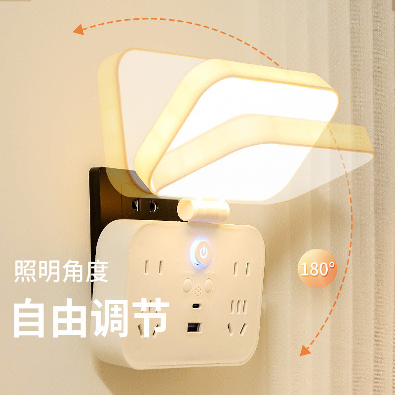Multifunctional desk lamp - bedroom ambiance bedside lamp - student dorm led adjustable usb office socket smart electrician
