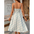 fashion  summer new sweet floral sexy backless tie back slit mid-length dress