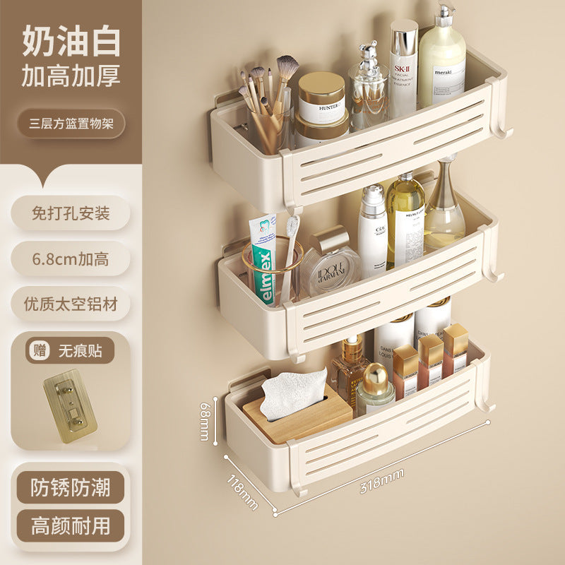 White bathroom shelf No punching toilet toilet toilet wall storage rack wall hanging cream wind