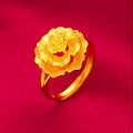 Gold-plated women's gold retro flower ring nanning gold flower ring bridal wedding rich flower ring