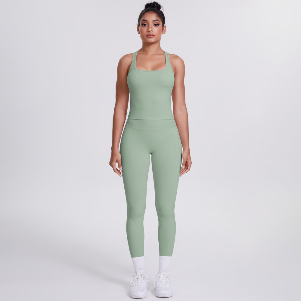 New racerback sports bra set - barely-there feel, compression fit, quick-dry, butt-lifting yoga outfit for outdoor running and fitness