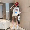 Girls' summer outfit set:  new trendy & stylish short-sleeve summer clothes for girls, popular two-piece activewear set