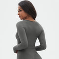 European and american new seamless yoga wear tight-fitting long-sleeve t-shirt breathable sweat-wicking running training fitness top