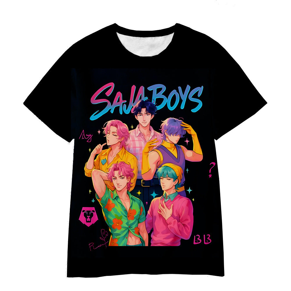 Witcher boy group 3d digital printing cross-border overseas casual loosefashion t-shirt k-pop girls t-shirt