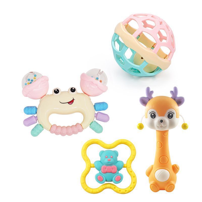 Cross-border  export sika deer toy rattle boiled toothpaste baby Manhattan ball soft glue hand grab ball