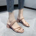 Exportplus size thick heel sandals women's summernew arrival medium heel one-line sandals women's two-wear fashion high heel sandals