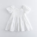 Girls' dress - european and american summer new style - round neck, short sleeve, solid color dress - fashionable loose fit plaid lady dress - export quality