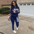 S38555 cross-border wholesale european and american women's clothing casual fashion letter printing [thickened] sports suit for women