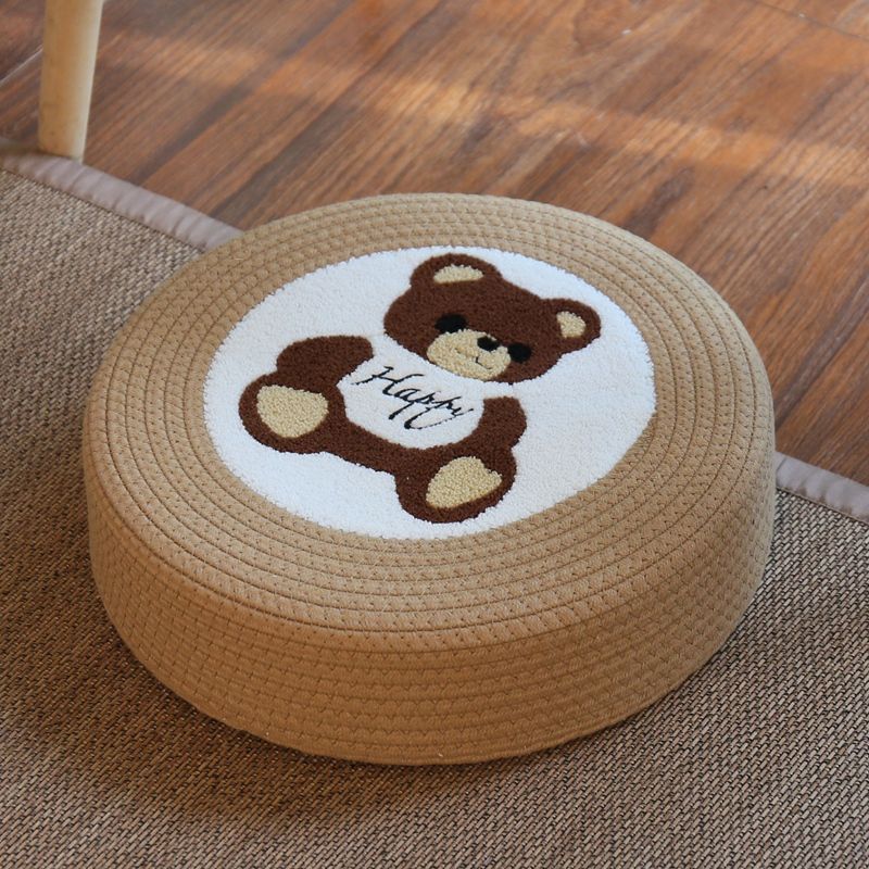 Futon pouf, tatami floor, bay window, retro coffee table, pouf, living room floor cushion, hemp rope meditation stool