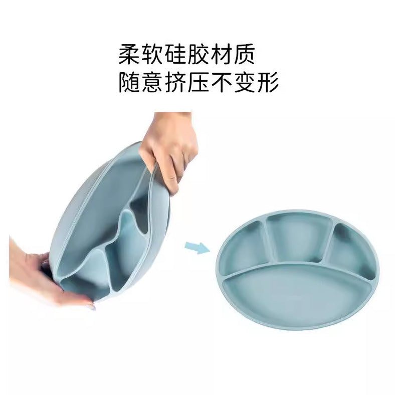 all-in-one food grade silicone dinner plate infant food bowl kids silicone bowl suction cup baby tableware wholesale
