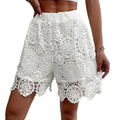 cross-border fashion: women's new lace-trimmed, versatile, mid-rise, solid color straight-leg shorts for  us & europe