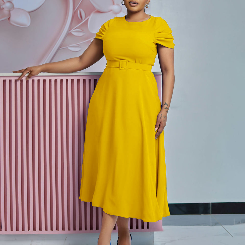 D484 women's foreign trade summer  new fashionable elegant short-sleeve irregular plus size african dress