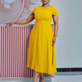D484 women's foreign trade summer  new fashionable elegant short-sleeve irregular plus size african dress