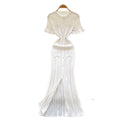 European and american style minimalist knitted dress - women's summer single-breasted hollow-out slimming design - light luxury elegant maxi dress