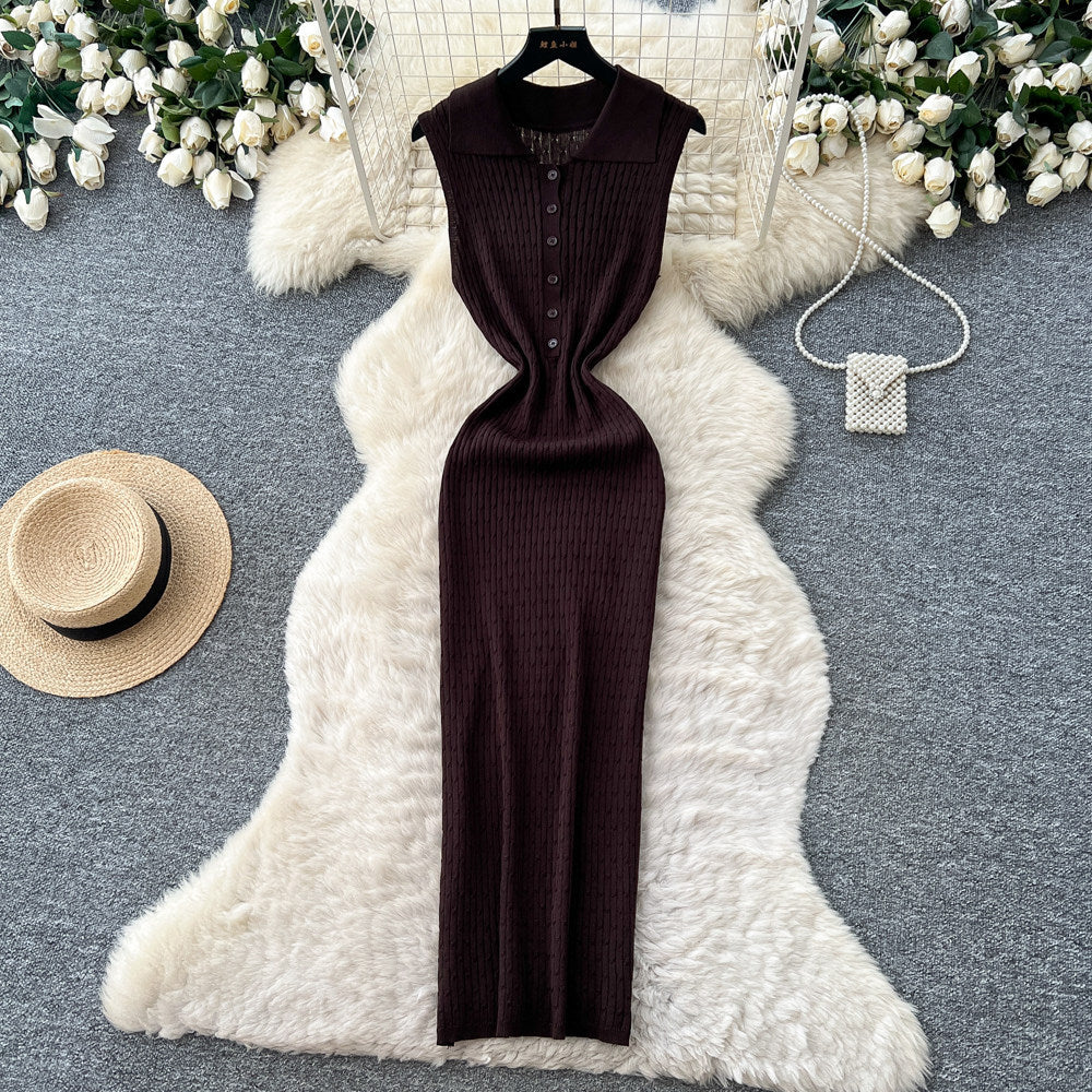 Pure desire style knitting sleeveless silmdress women's summer waist slimming look a-line long skirt goddess elegant skirt
