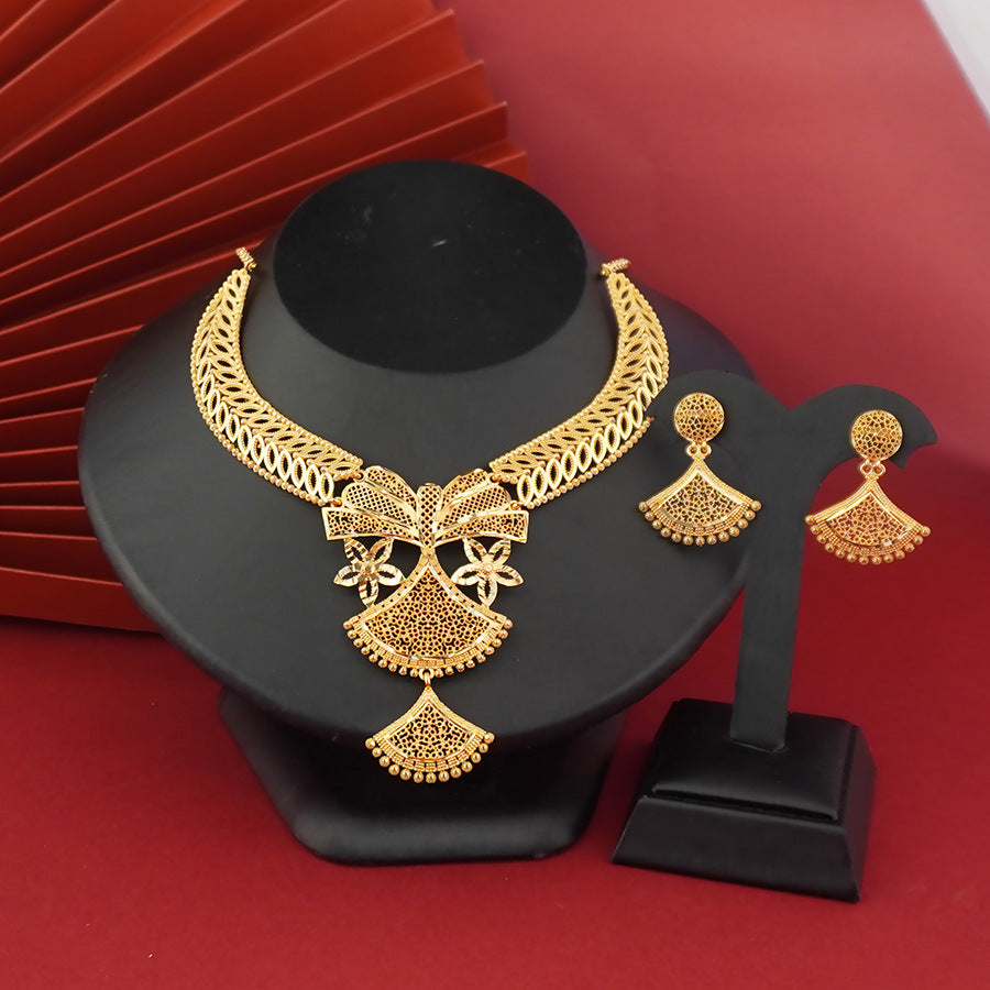 Middle eastern fashion trend star fan earring pendant necklace set - elegant, luxurious, and exquisite for women