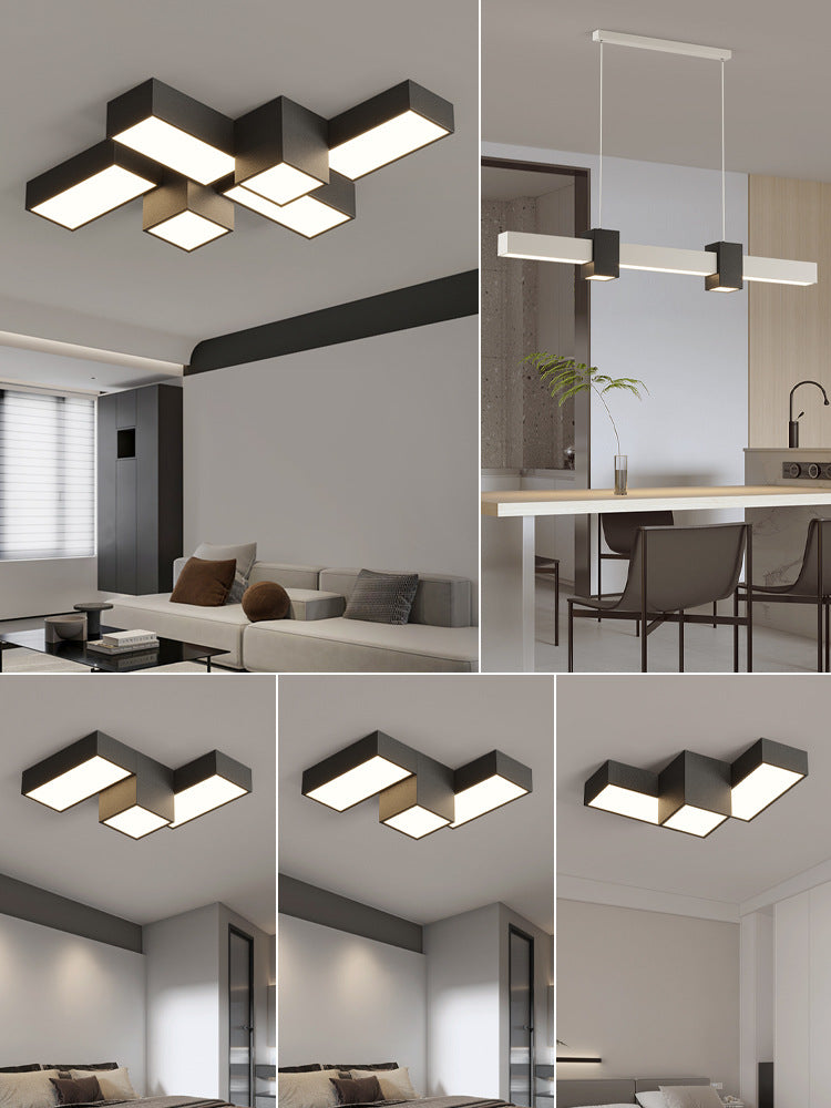Creative geometric living room ceiling light modern simple atmosphere square home personalized combination whole house lighting package