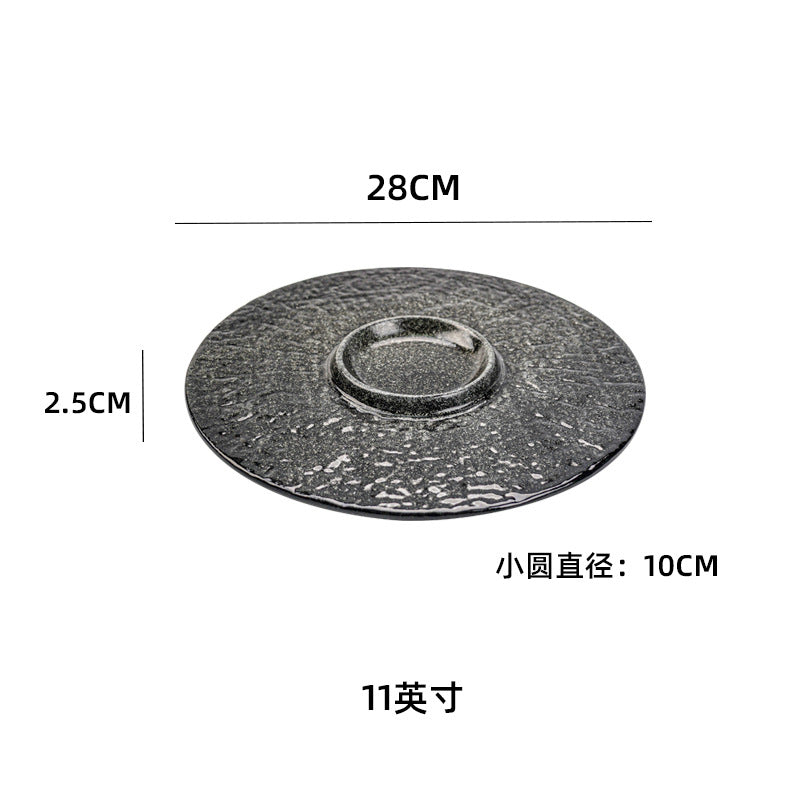 Kiln-turned-stylish high-looking crater relief decoration dessert plate creative desktop pastry western food plate dessert plate