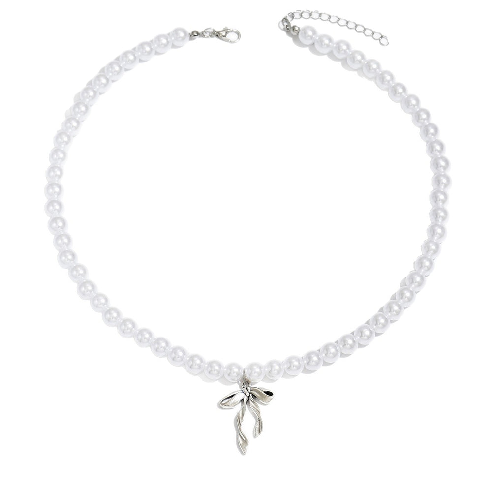 Bowknot pearl choker wholesale - european & american cross-border high-end necklace, light luxury niche pendant, clavicle chain, women's jewelry