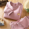 Kids' boneless fleece-lined turtleneck thermal underwear set - new autumn collection for boys and girls - striped, extra thick, warm innerwear set
