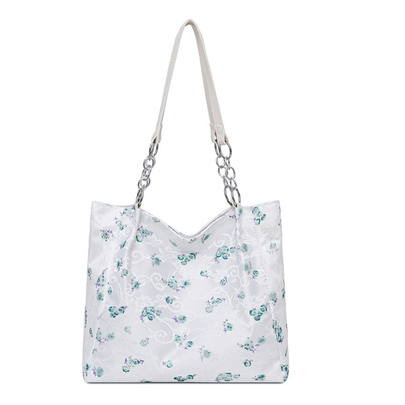 2025 new large capacity women's bag lace fashion handbag minimalist trendy shoulder bag casual commuter tote bag