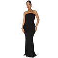 C7797 cross-border  new women's bandeau drape mermaid maxi dress sexy bodycon evening gown