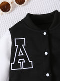 autumn cross-border exclusive: embroidered letter patchwork baseball jacket + casual pants two-piece set for infants and toddlers