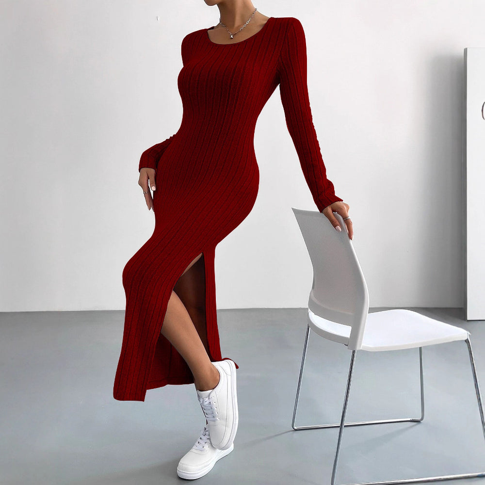 work clothingcasual style dress spring and summer silm slit hip-covering mid-length skirt petitesclassy sense