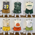 Boys'  cute cartoon print crew neck tank top and shorts trendy two-piece set - wholesale children's clothing
