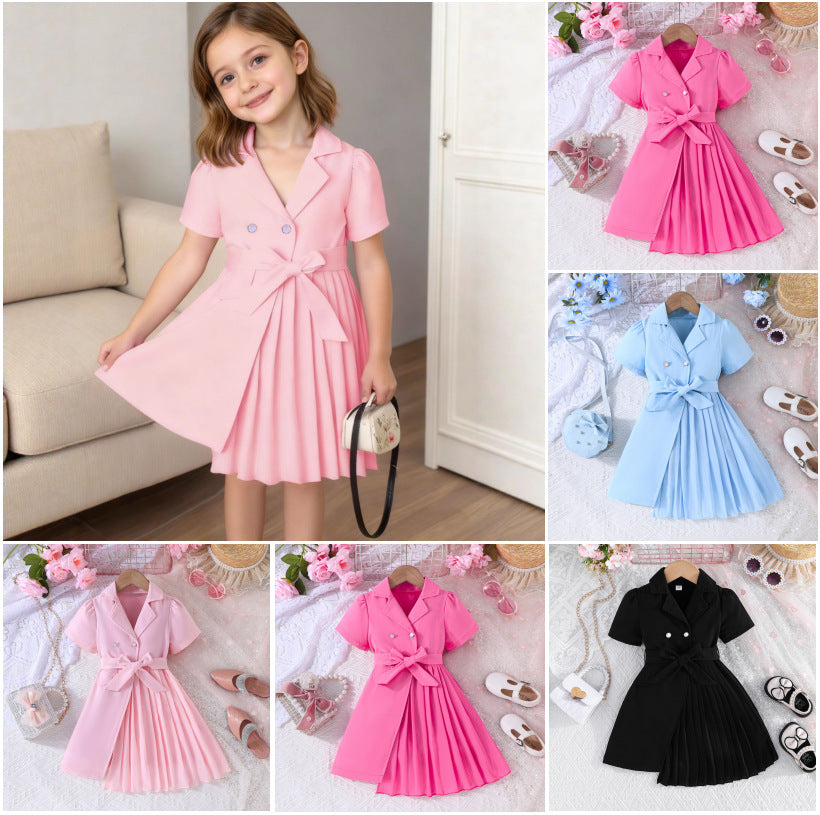 fashionable european and american cross-border new arrivals: chiffon patchwork belted blazer-style bubble sleeve dress - direct from the manufacturer