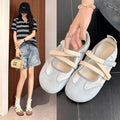 Exportretro mary jane flats women's spring and summer new arrival hidden heel german training shoes soft bottom velcro ballet casual shoes