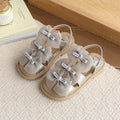 Vancahao  summer new girls' lace bow princess shoes toddler sandals kids' soft sole beach shoes