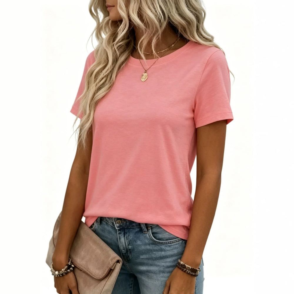 women's fashion, european and american style,    export new spring/summer casual solid color loose short-sleeve t-shirt