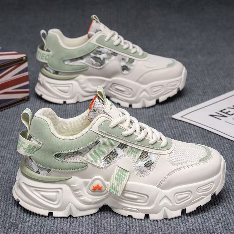 Men's shoes 2025 new winter mesh breathable hot-selling youth sports casual chunky sole trendy soft sole dad shoes