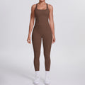 fashion brushed pure color tight racerbackflap pocket pants sports suit running fitness yoga clothes two-piece set